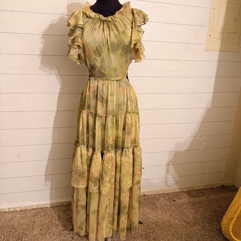 MISA Los Angeles Lana Dress in Chartreuse Abstract - Picture 7 of 9